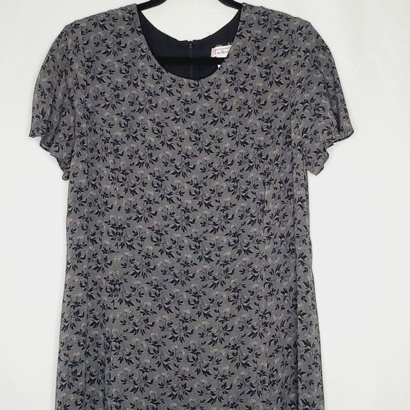 Talbots Dark Floral Maxi Dress Size 14 Lined Short Sleeve Vintage Retro Modest - Picture 2 of 13